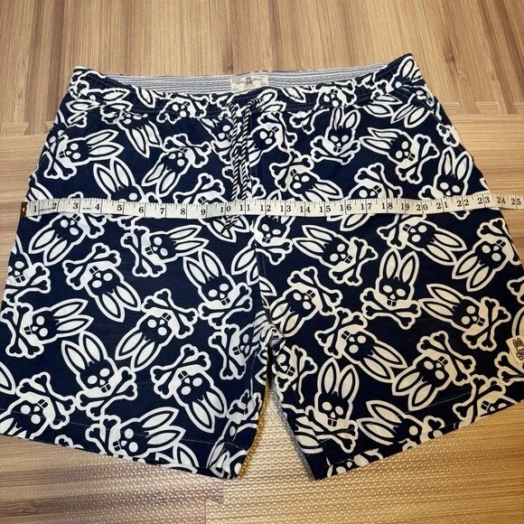 Psycho Bunny Blue Swim Trunk Shorts All-Over-Print Logo Size XL - Picture 6 of 12